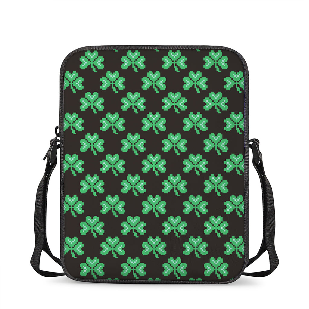 Pixel Clover St. Patrick's Day Print Rectangular Crossbody Bag