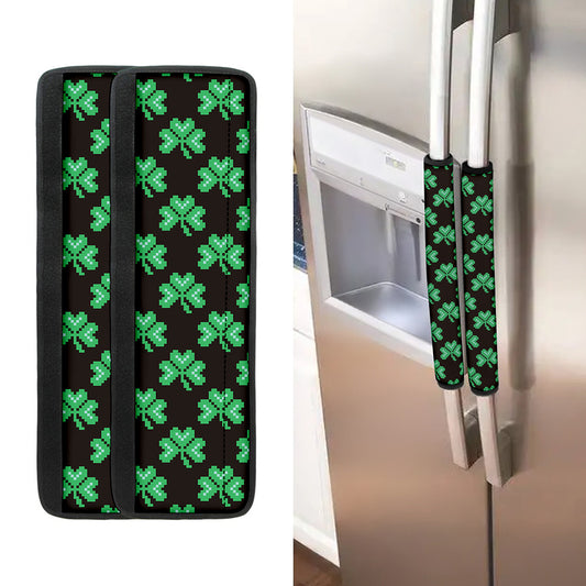 Pixel Clover St. Patrick's Day Print Refrigerator Handle Covers