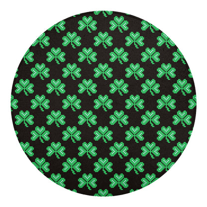 Pixel Clover St. Patrick's Day Print Round Blanket