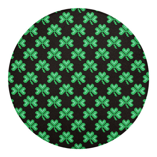 Pixel Clover St. Patrick's Day Print Round Blanket