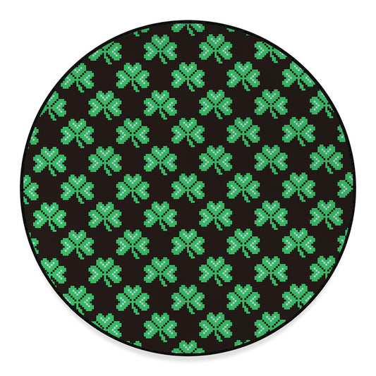 Pixel Clover St. Patrick's Day Print Round Floor Mat