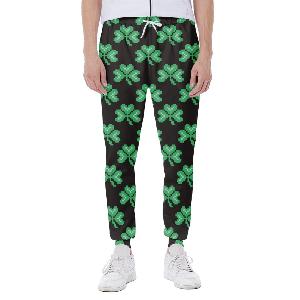 Pixel Clover St. Patrick's Day Print Scuba Joggers