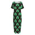 Pixel Clover St. Patrick's Day Print Short Sleeve Long Nightdress