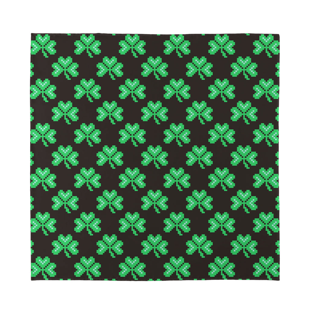 Pixel Clover St. Patrick's Day Print Silk Bandana