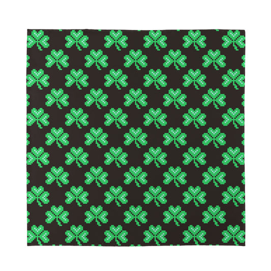 Pixel Clover St. Patrick's Day Print Silk Bandana
