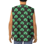 Pixel Clover St. Patrick's Day Print Sleeveless Baseball Jersey