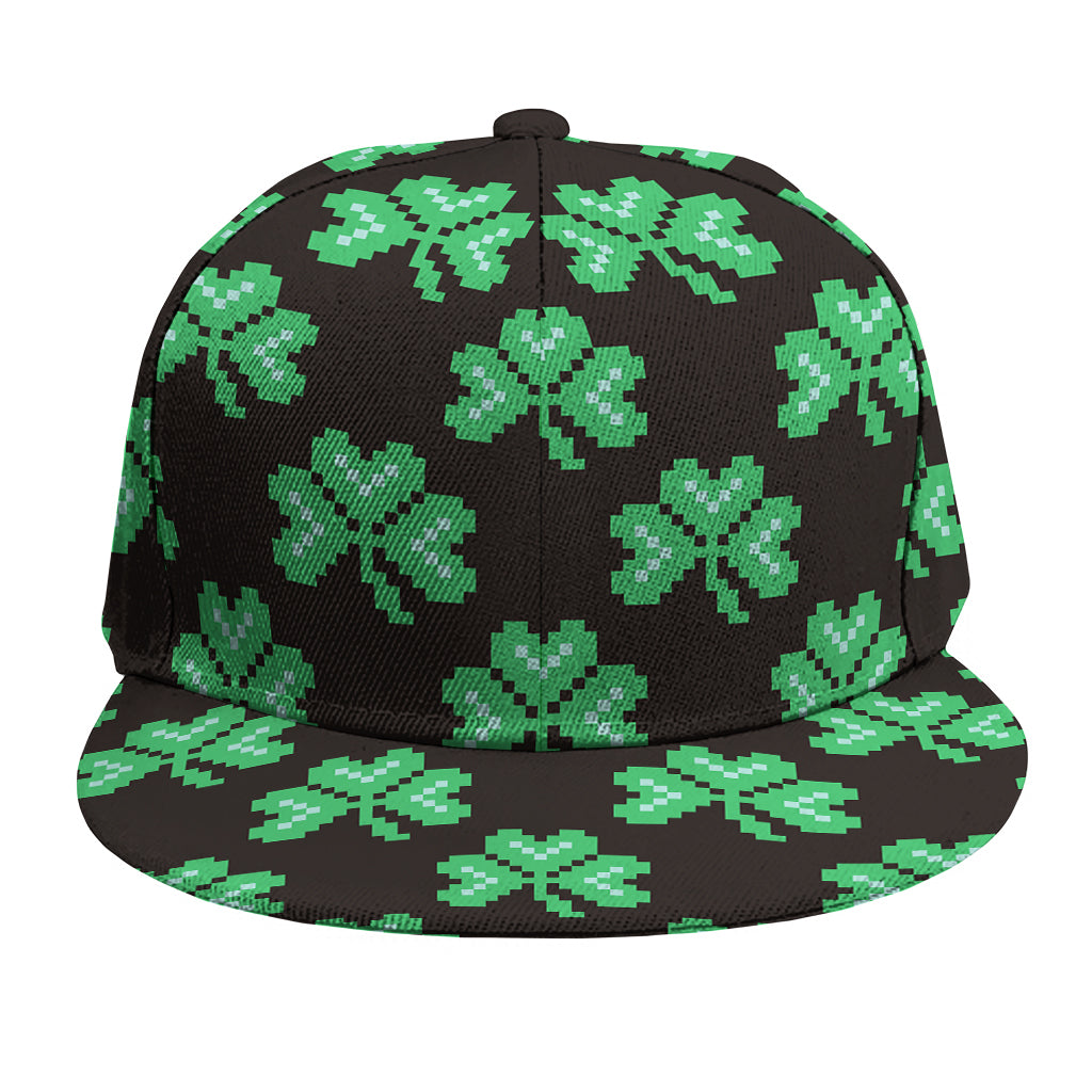 Pixel Clover St. Patrick's Day Print Snapback Cap