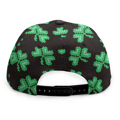 Pixel Clover St. Patrick's Day Print Snapback Cap
