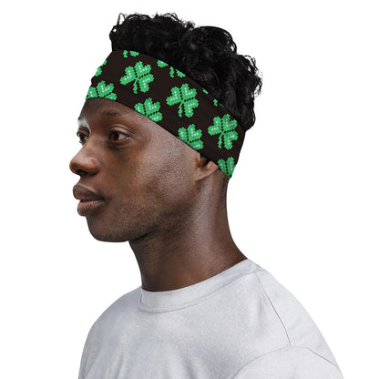 Pixel Clover St. Patrick's Day Print Sports Headband