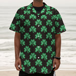 Pixel Clover St. Patrick's Day Print Textured Short Sleeve Shirt