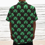 Pixel Clover St. Patrick's Day Print Textured Short Sleeve Shirt