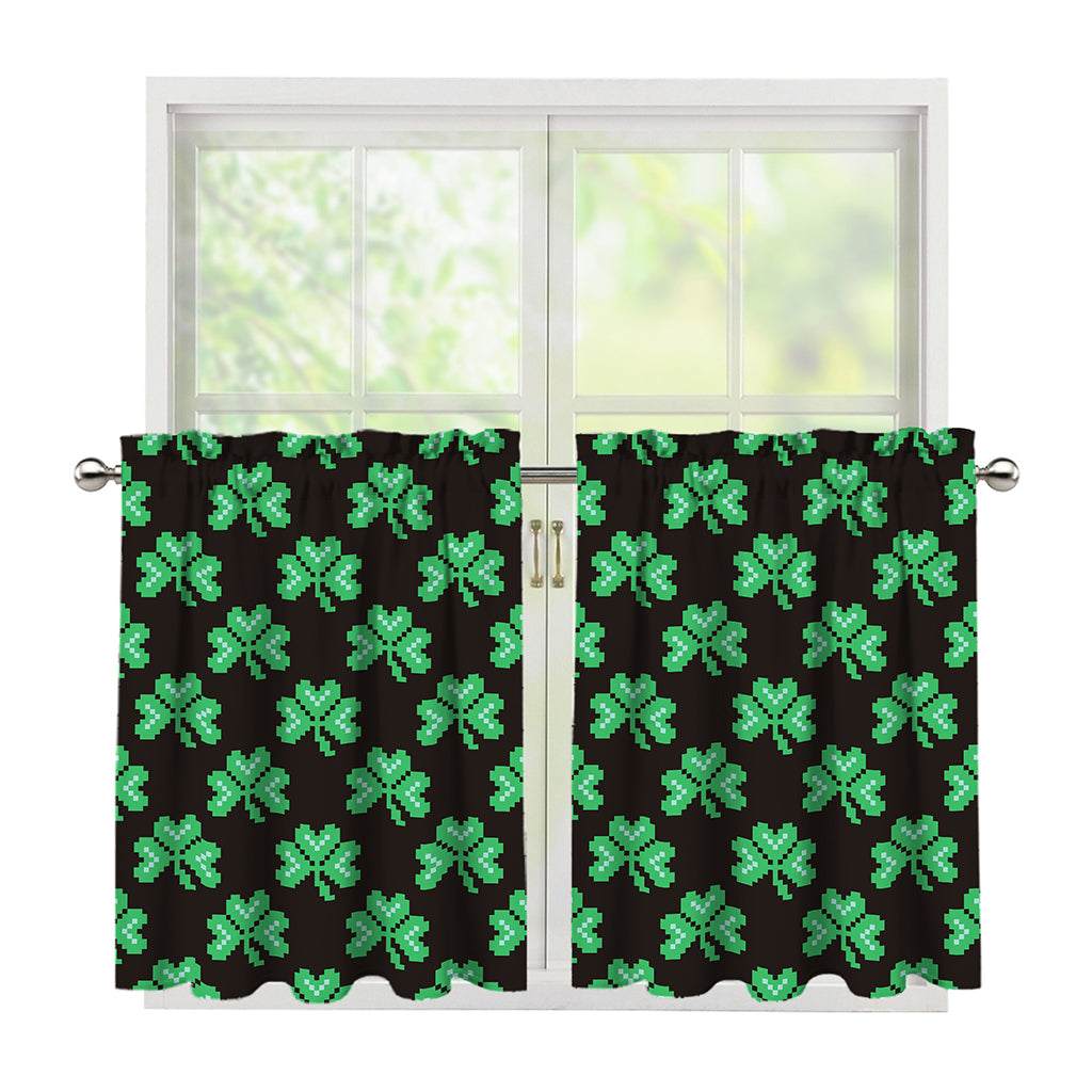Pixel Clover St. Patrick's Day Print Tier Curtains