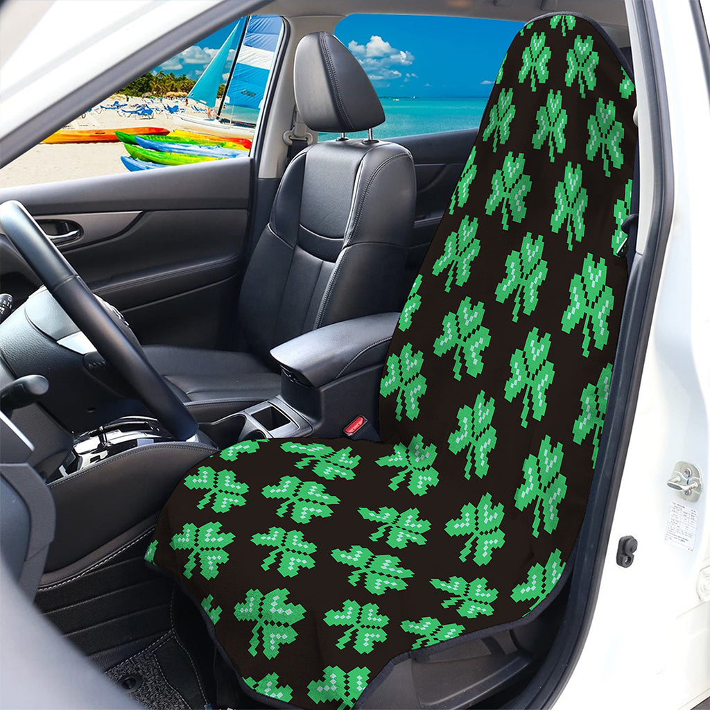 Pixel Clover St. Patrick's Day Print Waterproof Car Seat Cover