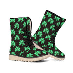 Pixel Clover St. Patrick's Day Print Winter Boots