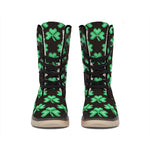 Pixel Clover St. Patrick's Day Print Winter Boots