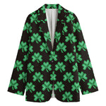 Pixel Clover St. Patrick's Day Print Women's Blazer