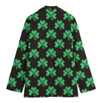 Pixel Clover St. Patrick's Day Print Women's Cotton Blazer
