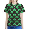 Pixel Clover St. Patrick's Day Print Women's Polo Shirt