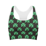 Pixel Clover St. Patrick's Day Print Women's Sports Bra