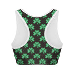 Pixel Clover St. Patrick's Day Print Women's Sports Bra