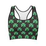 Pixel Clover St. Patrick's Day Print Women's Sports Bra