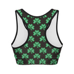Pixel Clover St. Patrick's Day Print Women's Sports Bra