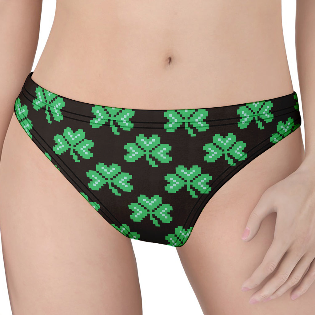 Pixel Clover St. Patrick's Day Print Women's Thong