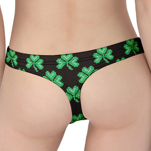 Pixel Clover St. Patrick's Day Print Women's Thong