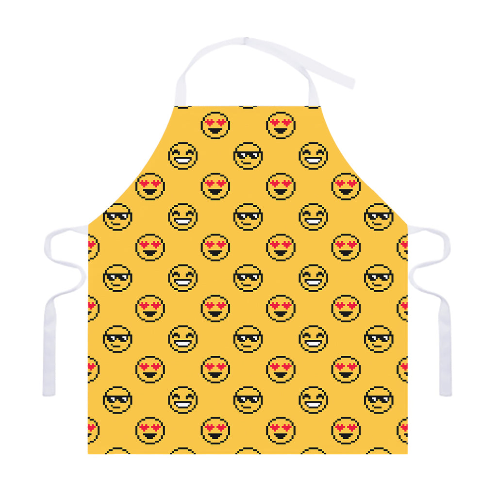 Pixel Emoji Pattern Print Adjustable Apron