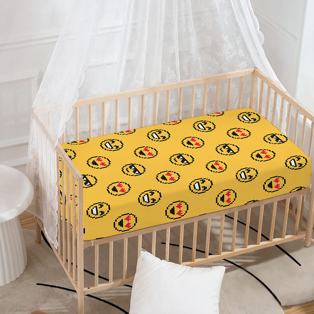 Pixel Emoji Pattern Print Baby Crib Sheet