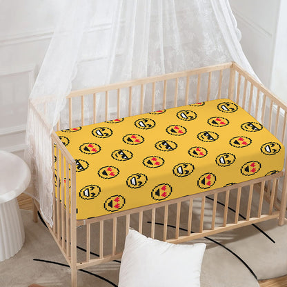 Pixel Emoji Pattern Print Baby Crib Sheet