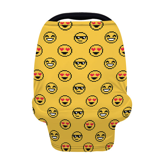 Pixel Emoji Pattern Print Baby Seat Cover
