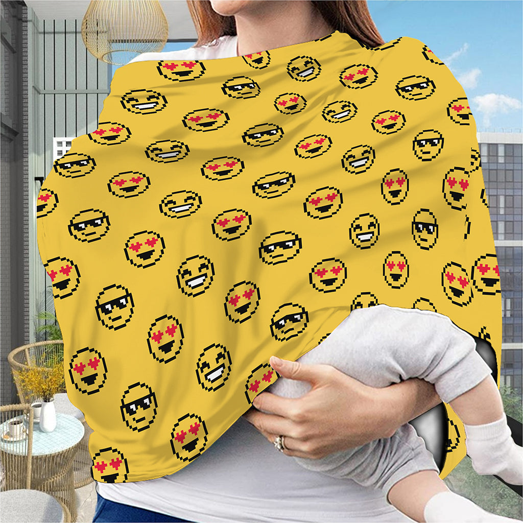 Pixel Emoji Pattern Print Baby Seat Cover