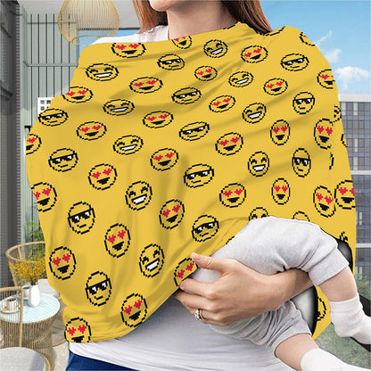 Pixel Emoji Pattern Print Baby Seat Cover