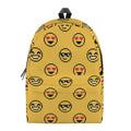 Pixel Emoji Pattern Print School Backpack