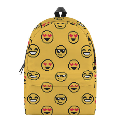 Pixel Emoji Pattern Print Backpack