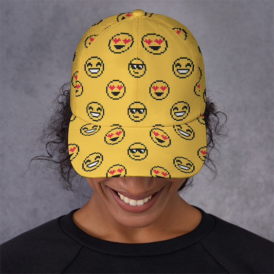Pixel Emoji Pattern Print Baseball Cap