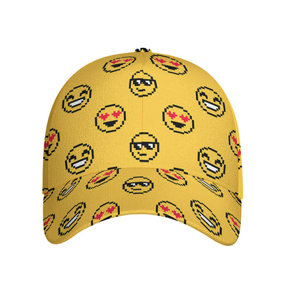 Pixel Emoji Pattern Print Baseball Cap