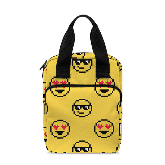 Pixel Emoji Pattern Print Bible Tote Bag