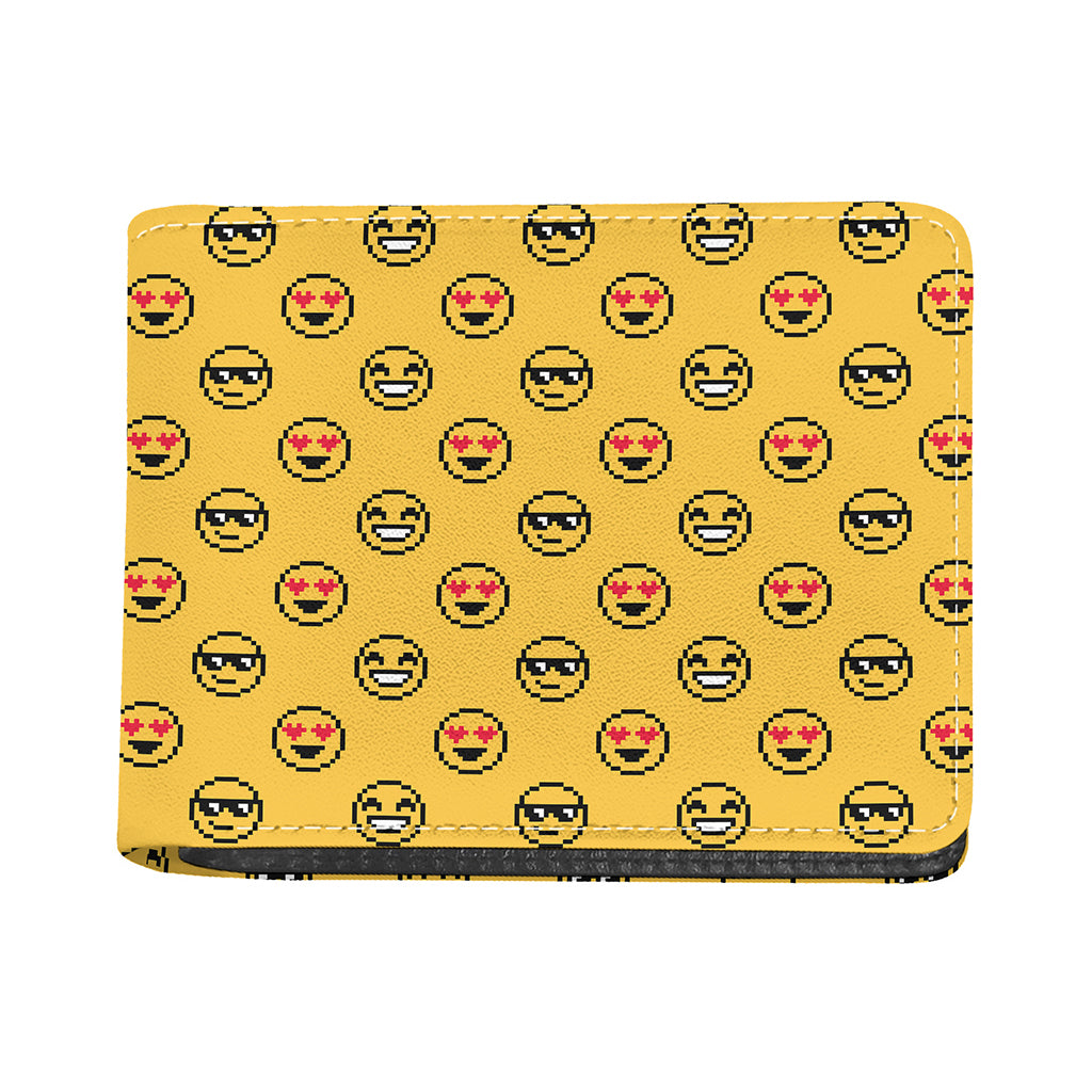 Pixel Emoji Pattern Print Bifold Wallet