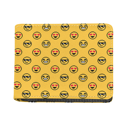 Pixel Emoji Pattern Print Bifold Wallet