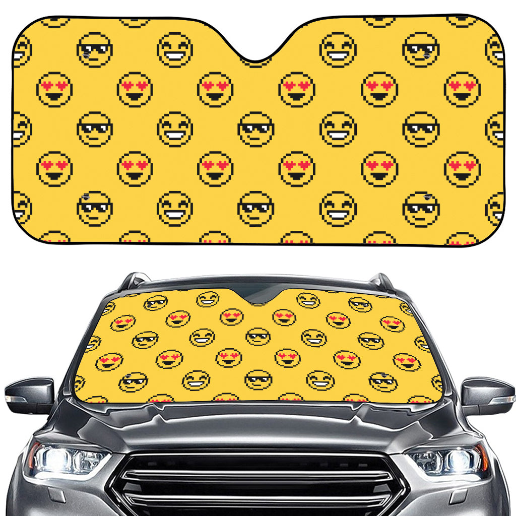 Pixel Emoji Pattern Print Car Windshield Sun Shade