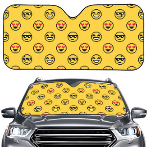 Pixel Emoji Pattern Print Car Windshield Sun Shade