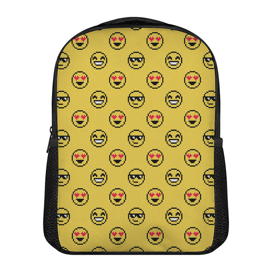 Pixel Emoji Pattern Print Casual Backpack