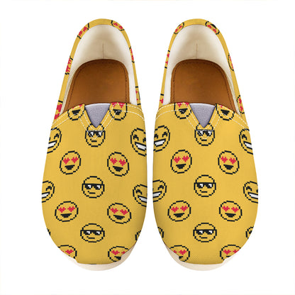 Pixel Emoji Pattern Print Casual Shoes