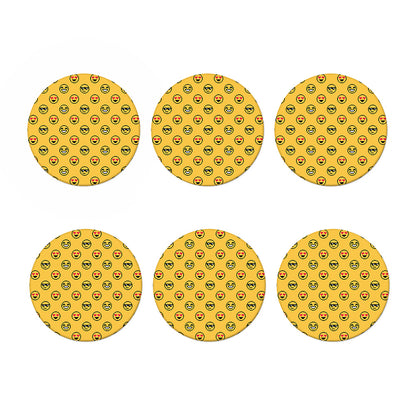 Pixel Emoji Pattern Print Coaster Set