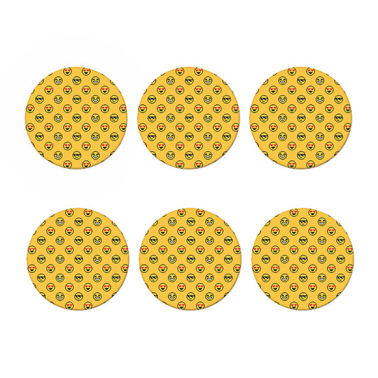 Pixel Emoji Pattern Print Coaster Set