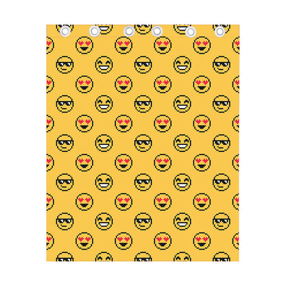 Pixel Emoji Pattern Print Curtain