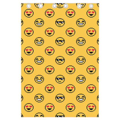 Pixel Emoji Pattern Print Curtain