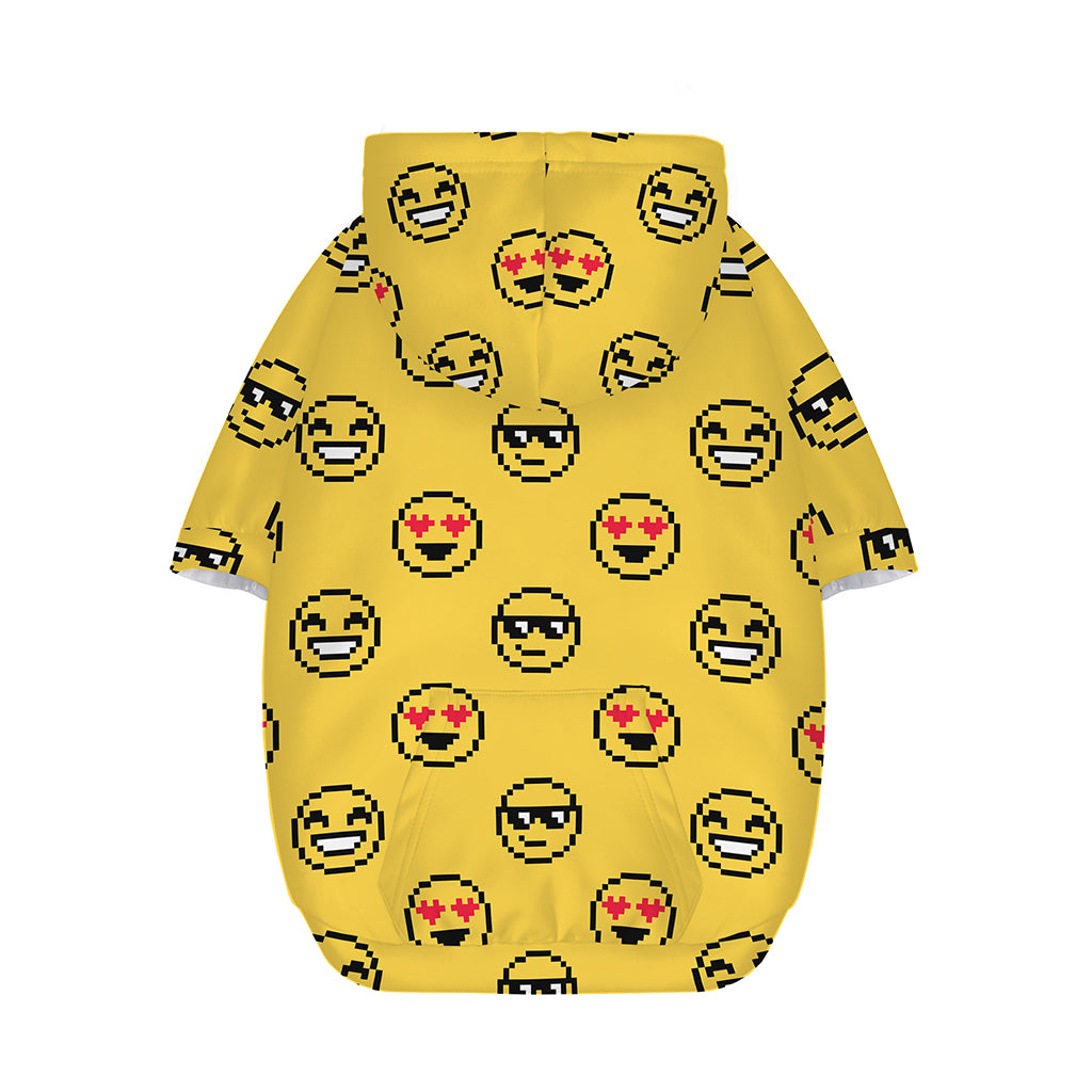 Pixel Emoji Pattern Print Dog Zip Up Hoodie